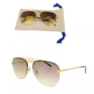 LOUIS VUITTON Clockwise Sunglasses Eye Wear Monogram Metal Gold